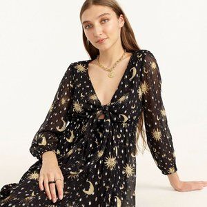 J.Crew Tie-front Lurex® Dress in Celestial Print (Small)